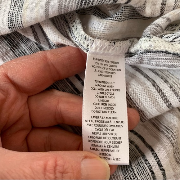 Beach Lunch Lounge Linen Blend Tank Folk Embroidered stripes gray Size Large - Picture 4 of 5